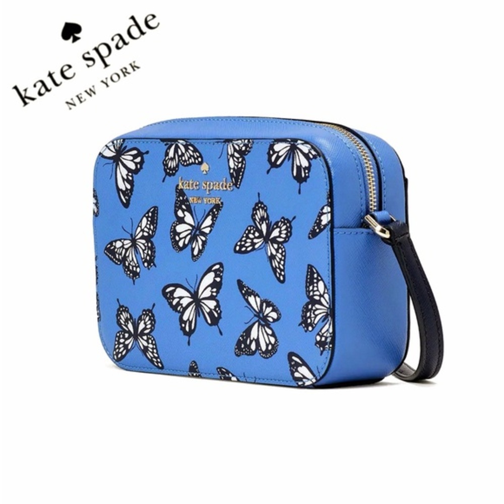 NWT Kate Spade Staci Butterfly Sky Printed Mini Camera Bag Blue Multi